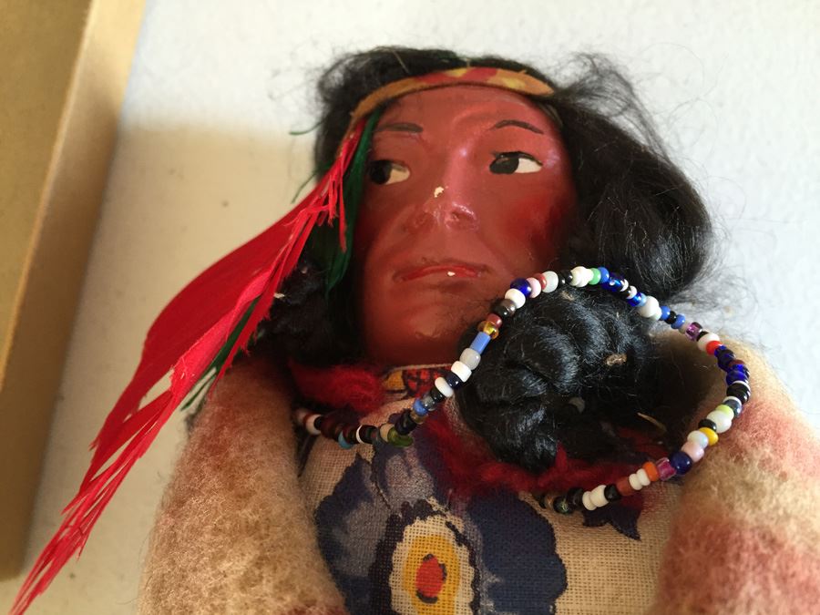 JUST ADDED - Vintage Native American Indian Skookum Doll Straw Filled In Box [Photo 13]
