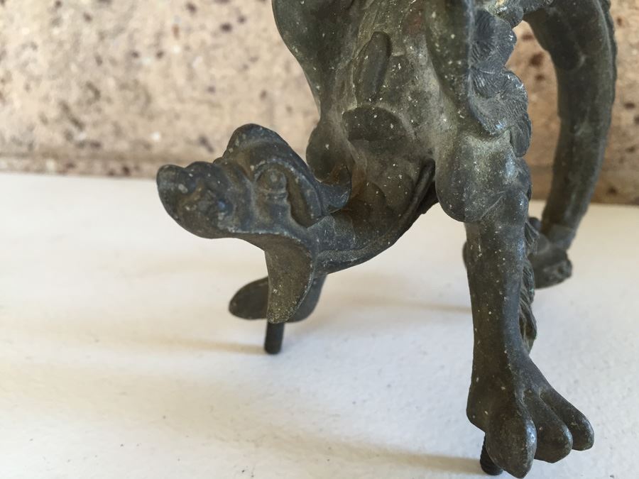 JUST ADDED - Vintage Metal Dragon Serpent Handle Pull [Photo 2]