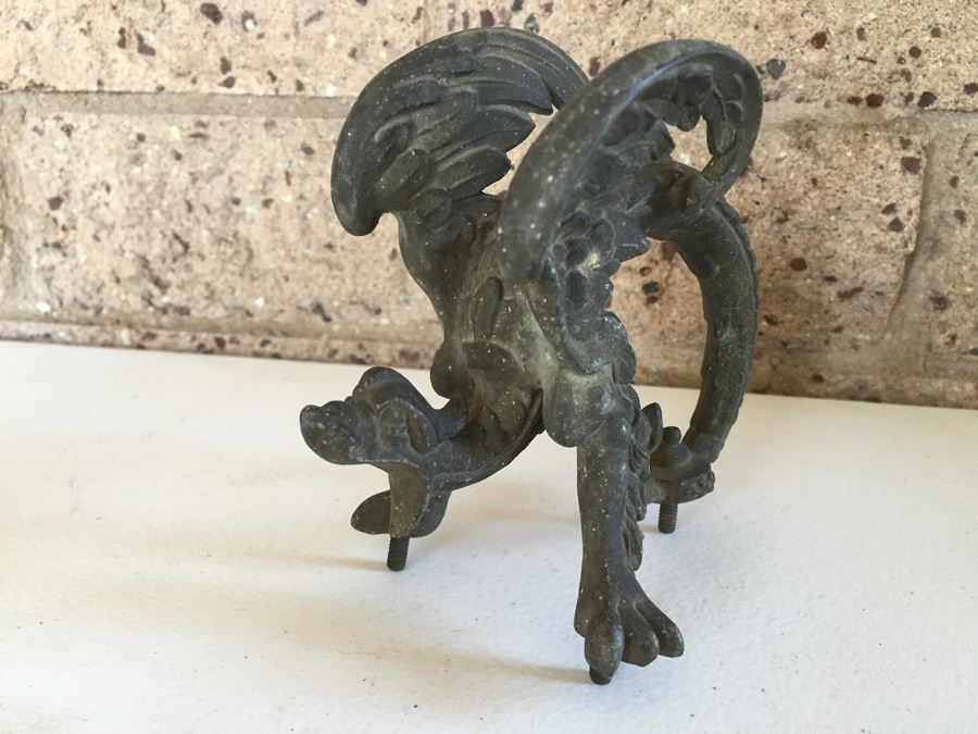 JUST ADDED - Vintage Metal Dragon Serpent Handle Pull [Photo 4]