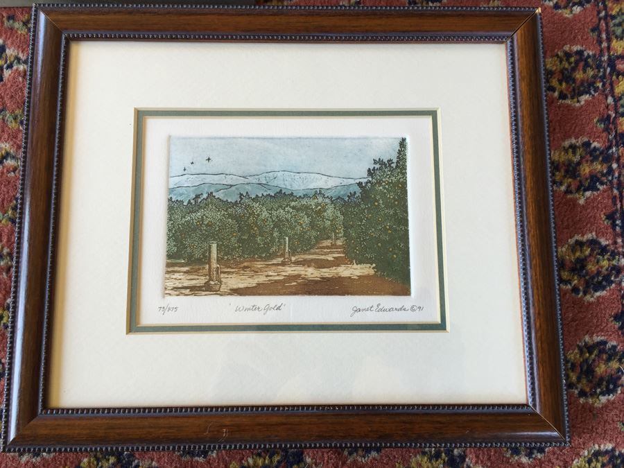 JUST ADDED - Set Of Three Nicely Framed Janet Edwards Etchings Of Scenic California Signed Redlands CA Artist [Photo 2]