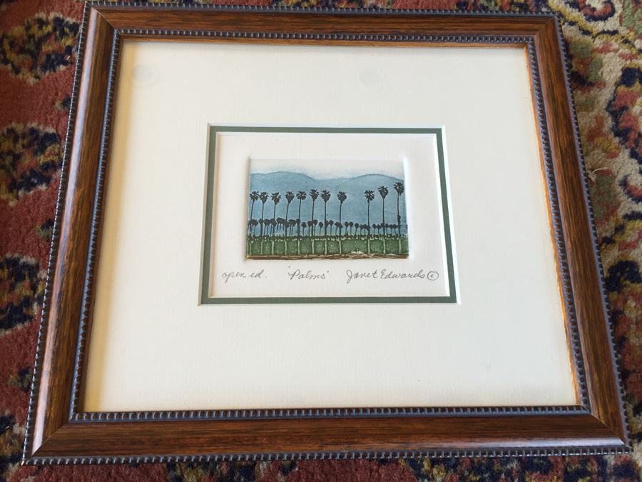 JUST ADDED - Set Of Three Nicely Framed Janet Edwards Etchings Of Scenic California Signed Redlands CA Artist [Photo 8]