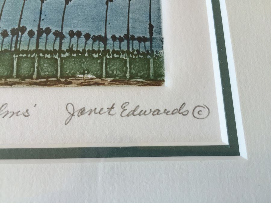 JUST ADDED - Set Of Three Nicely Framed Janet Edwards Etchings Of Scenic California Signed Redlands CA Artist [Photo 10]