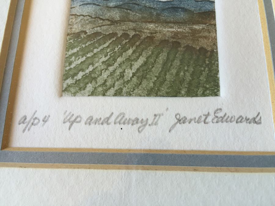 JUST ADDED - Set Of Three Nicely Framed Janet Edwards Etchings Of Scenic California Signed Redlands CA Artist [Photo 15]