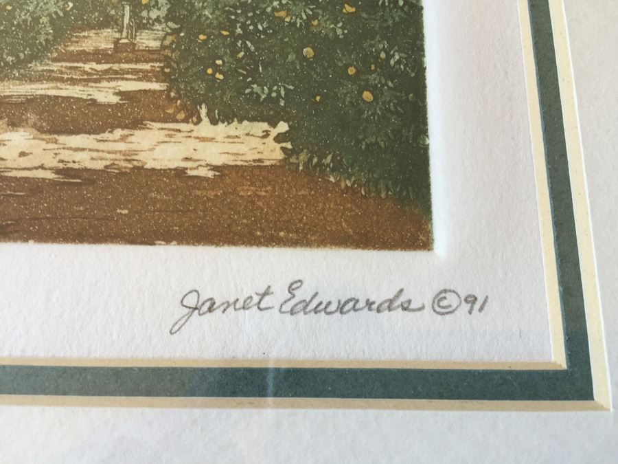 JUST ADDED - Set Of Three Nicely Framed Janet Edwards Etchings Of Scenic California Signed Redlands CA Artist [Photo 5]