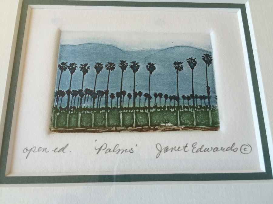 JUST ADDED - Set Of Three Nicely Framed Janet Edwards Etchings Of Scenic California Signed Redlands CA Artist [Photo 9]