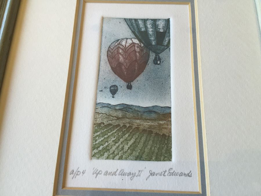 JUST ADDED - Set Of Three Nicely Framed Janet Edwards Etchings Of Scenic California Signed Redlands CA Artist [Photo 13]