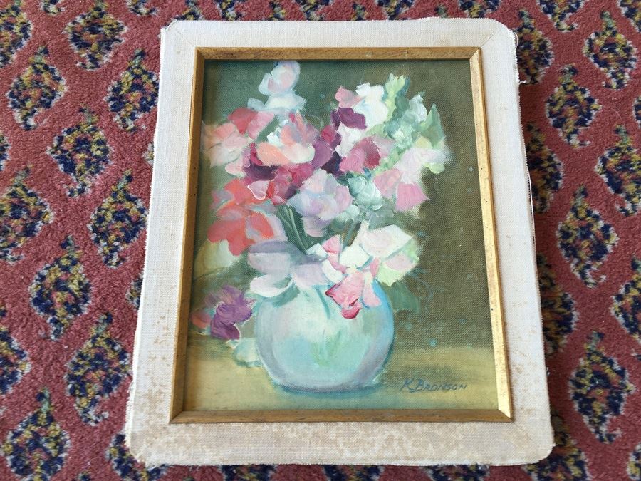 JUST ADDED - Original Oil Painting Of Boquet By Kathrine Car Gifford Later K. Bronson  (1896 - 1985)