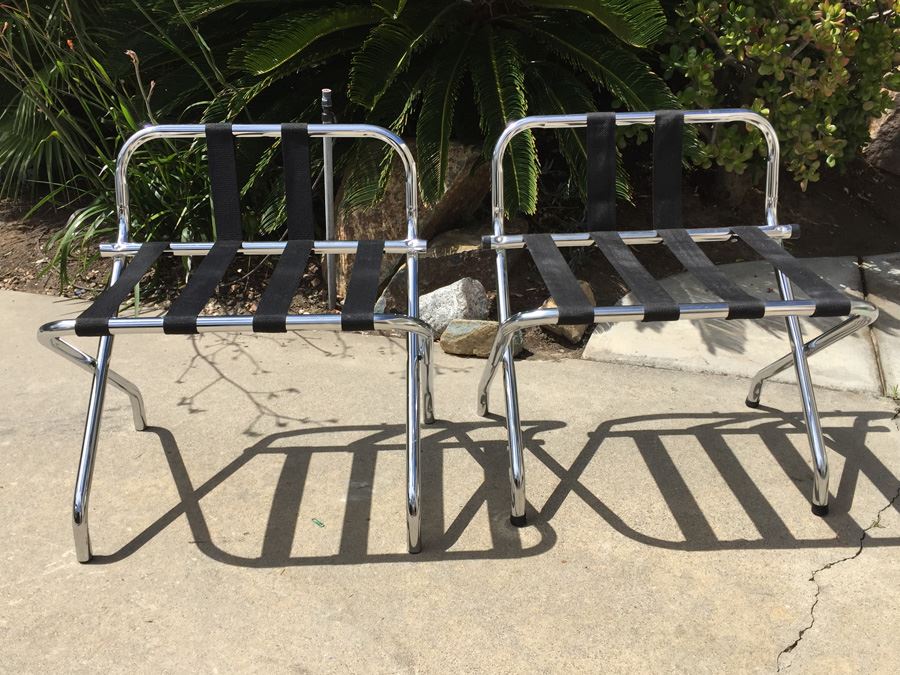 JUST ADDED - Pair Of Folding Chrome Luggage Racks with Guard