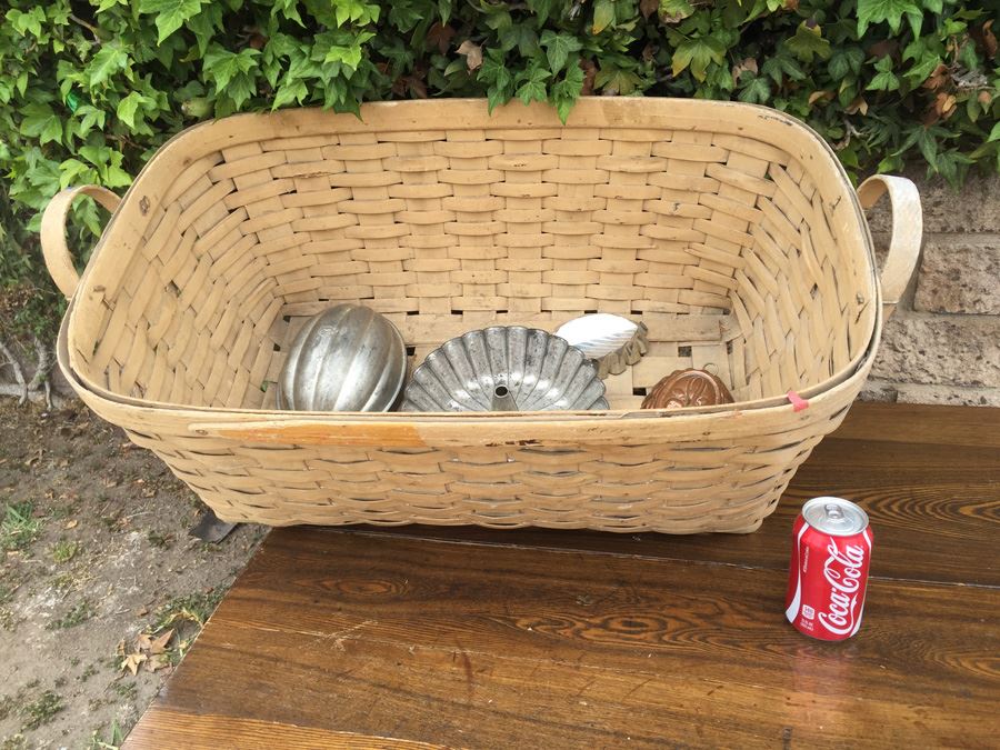 JUST ADDED - Lot Of Various Vintage Molds Plus Great Large Woven Basket