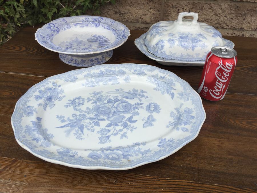 JUST ADDED - Antique Blue And White Transferware [Photo 1]