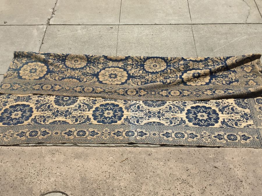 JUST ADDED Vintage Blue And White Embroidery Rug Balkan? Embroidery