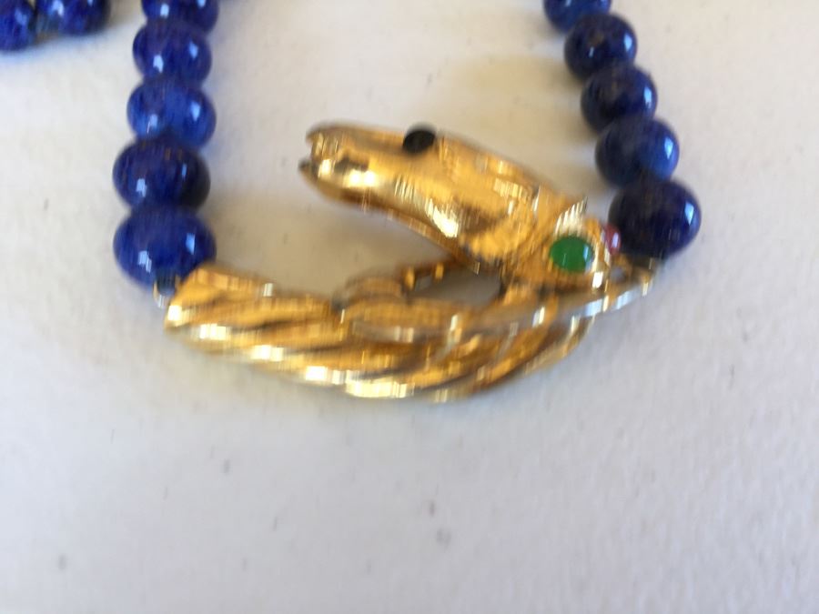 JUST ADDED - Bernard Lapis Lazuli Bead Necklace With Horse Head Clasp [Photo 5]
