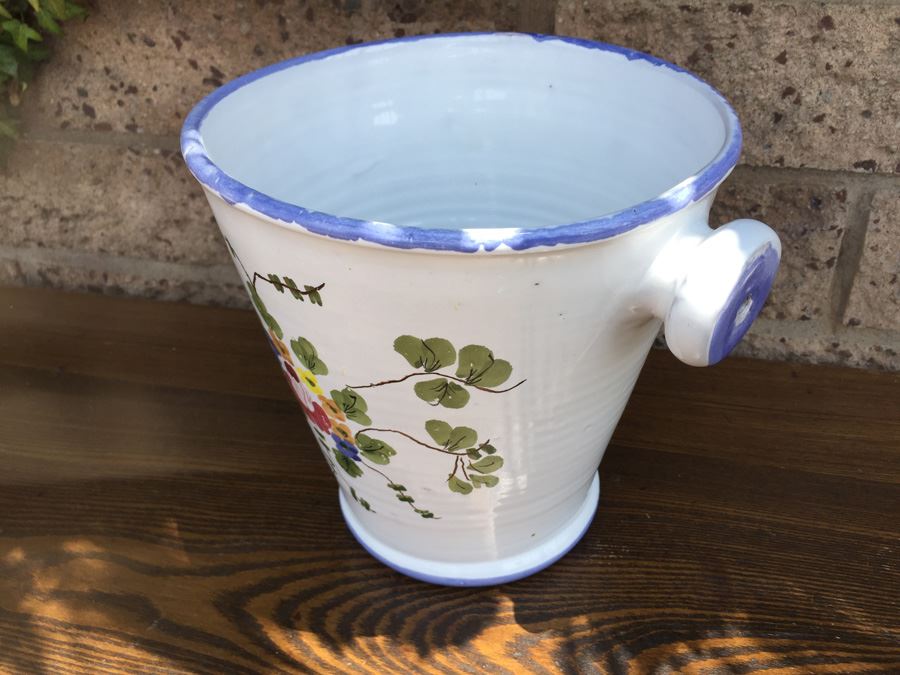 JUST ADDED - Vintage Santa Barbara Peru Lynn Von Kersting Ivy Restaurant Pattern Pottery 1983 Champagne Bucket [Photo 4]