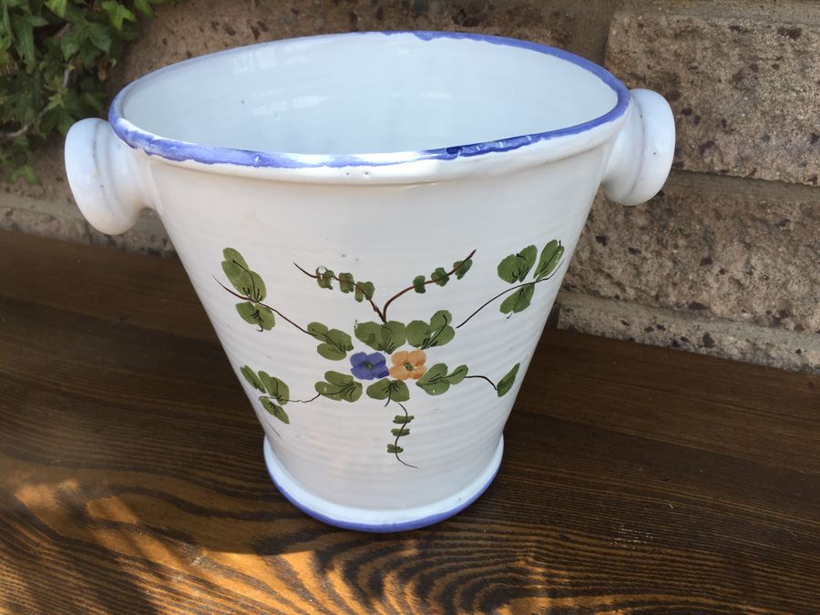 JUST ADDED - Vintage Santa Barbara Peru Lynn Von Kersting Ivy Restaurant Pattern Pottery 1983 Champagne Bucket [Photo 5]