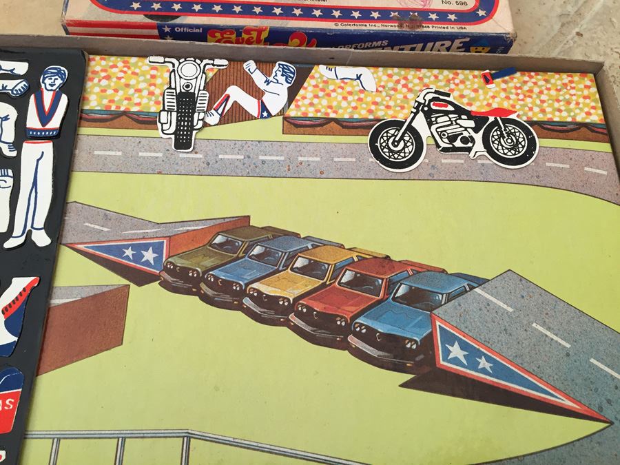 Evel Knievel Adventure Set Colorforms Toy Well Played With 1974 [Photo 11]