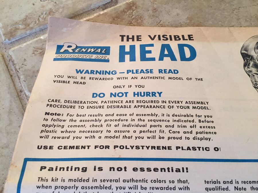 The Visible Head By Renwal Products With Illustrated Manuals 1961 [Photo 23]