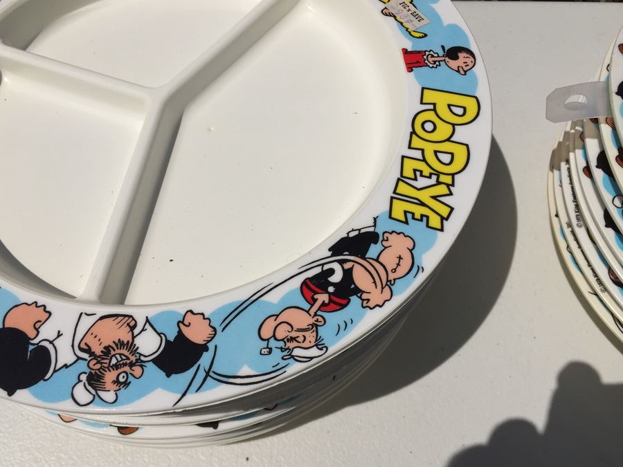 Vintage 1979 Collection Of Popeye Coffee Cups, Cups, Bowls And Plates By Deka Plastics [Photo 19]