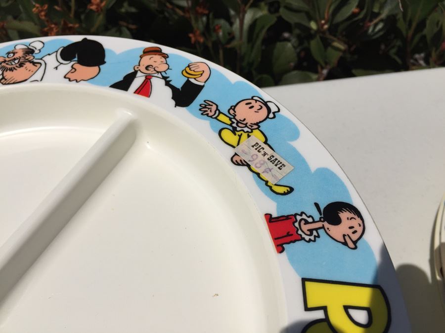 Vintage 1979 Collection Of Popeye Coffee Cups, Cups, Bowls And Plates By Deka Plastics [Photo 14]