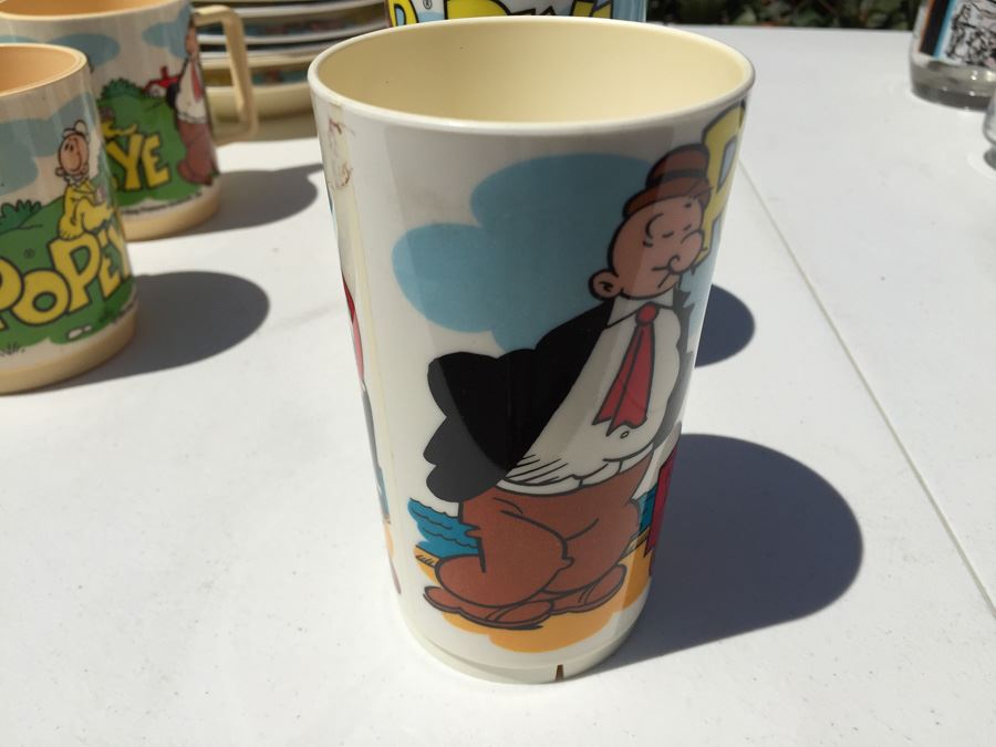 Vintage 1979 Collection Of Popeye Coffee Cups, Cups, Bowls And Plates By Deka Plastics [Photo 8]