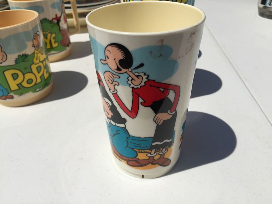 Vintage 1979 Collection Of Popeye Coffee Cups, Cups, Bowls And Plates By Deka Plastics [Photo 7]