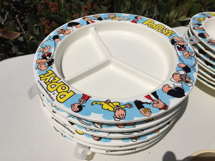 Vintage 1979 Collection Of Popeye Coffee Cups, Cups, Bowls And Plates By Deka Plastics [Photo 13]