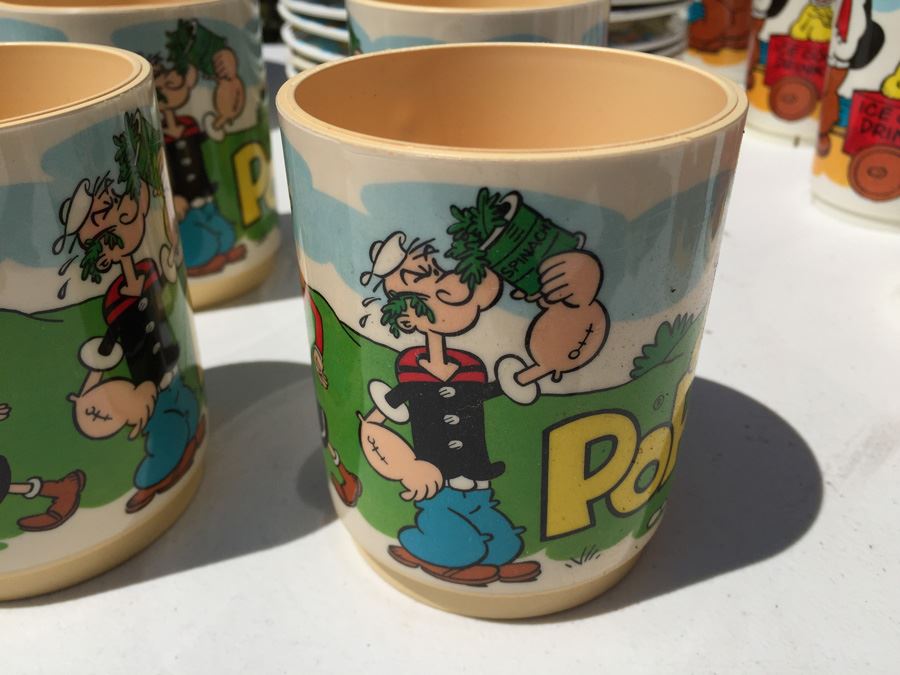 Vintage 1979 Collection Of Popeye Coffee Cups, Cups, Bowls And Plates By Deka Plastics [Photo 3]