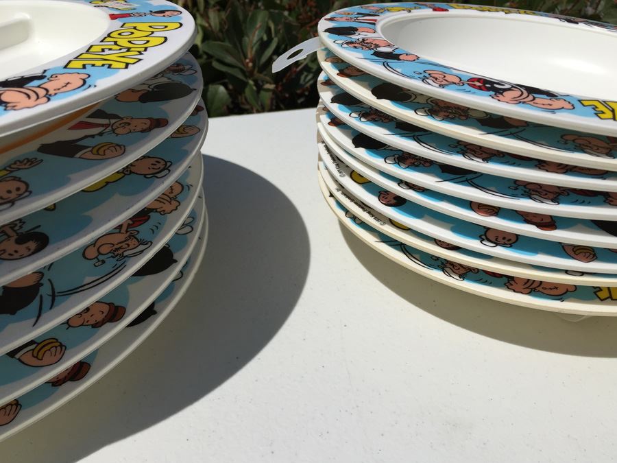 Vintage 1979 Collection Of Popeye Coffee Cups, Cups, Bowls And Plates By Deka Plastics [Photo 20]
