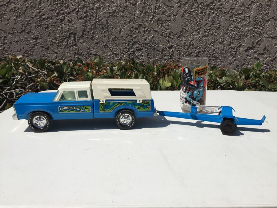 Nylint Camp-N-Cruise Toy Truck & Boat Trailer Pressed Metal Vehicle Vintage [Photo 1]