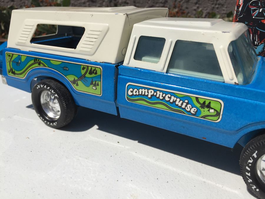 Nylint CampNCruise Toy Truck & Boat Trailer Pressed Metal Vehicle Vintage