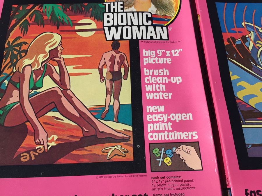Complete Set Of Vintage The Bionic Woman Paint By Numbers New In Box [Photo 5]