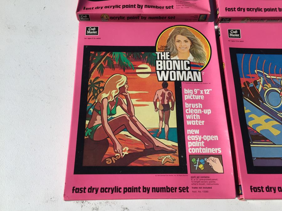 Complete Set Of Vintage The Bionic Woman Paint By Numbers New In Box [Photo 2]