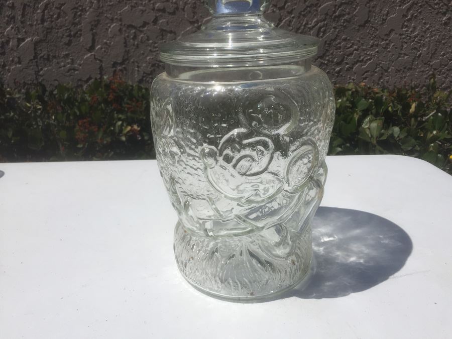 Clear Glass Mickey Mouse Cookie Jar Copyright Walt Disney Productions