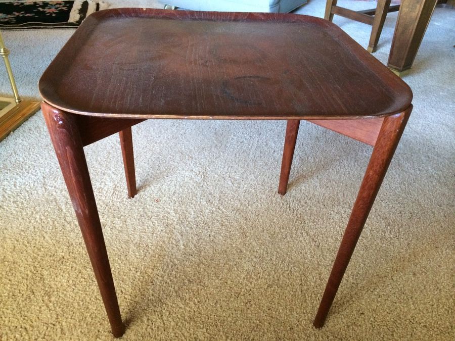 Mid-Century Modern Folding Tray End Table
