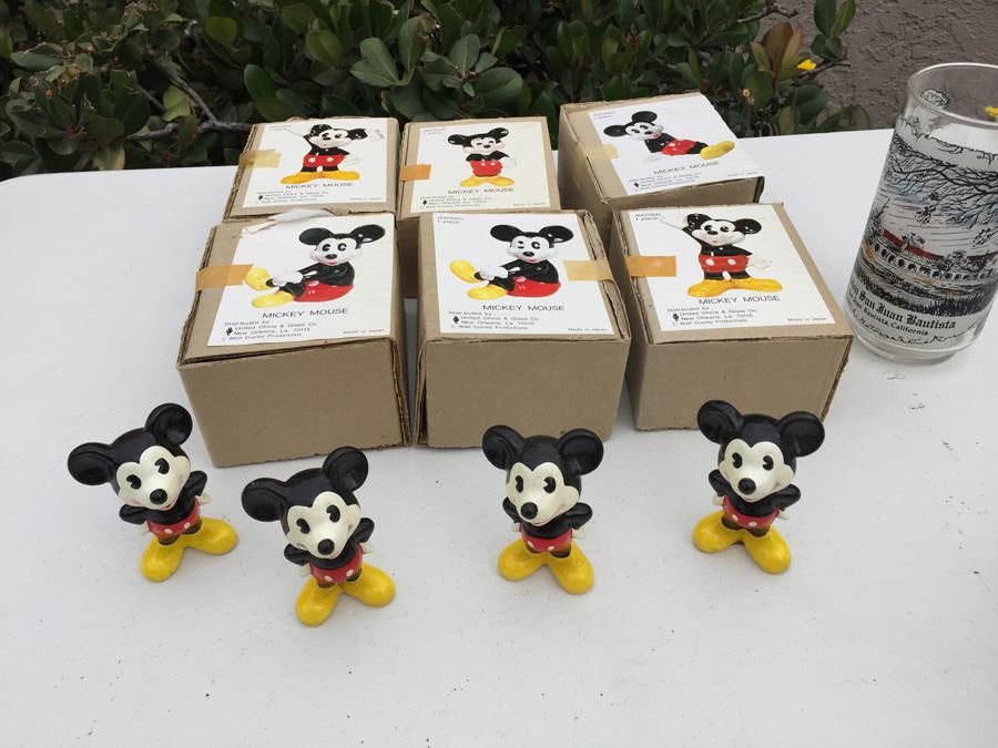 Walt Disney Mickey Mouse Hand Painted Figurines United China & Glass Co. Made In Japan Most New In Box