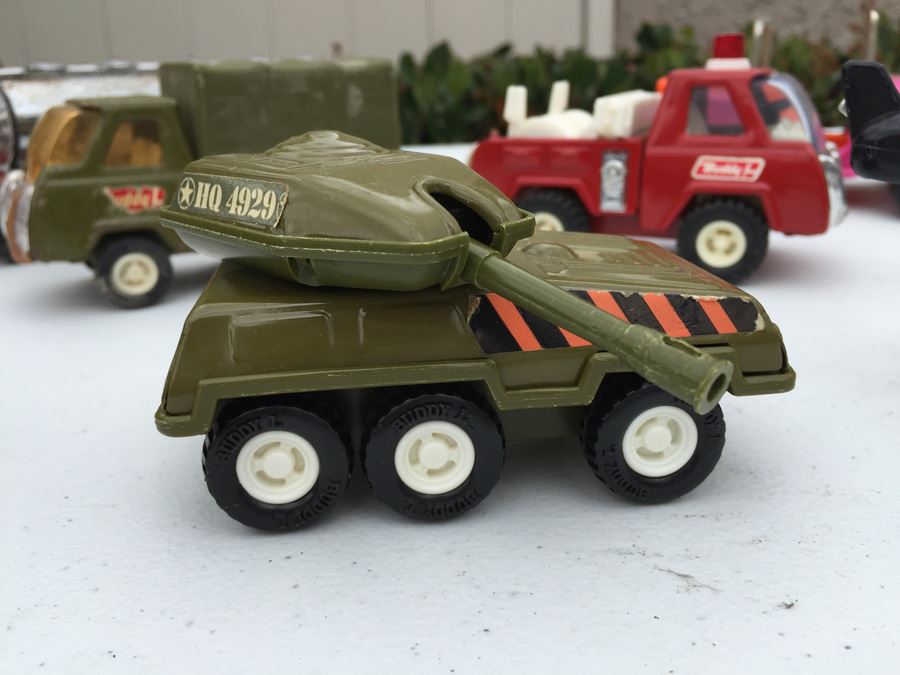 Vintage BUDDY L Vehicle Lot Including ARMY Vehicles Tank And Trucks ...