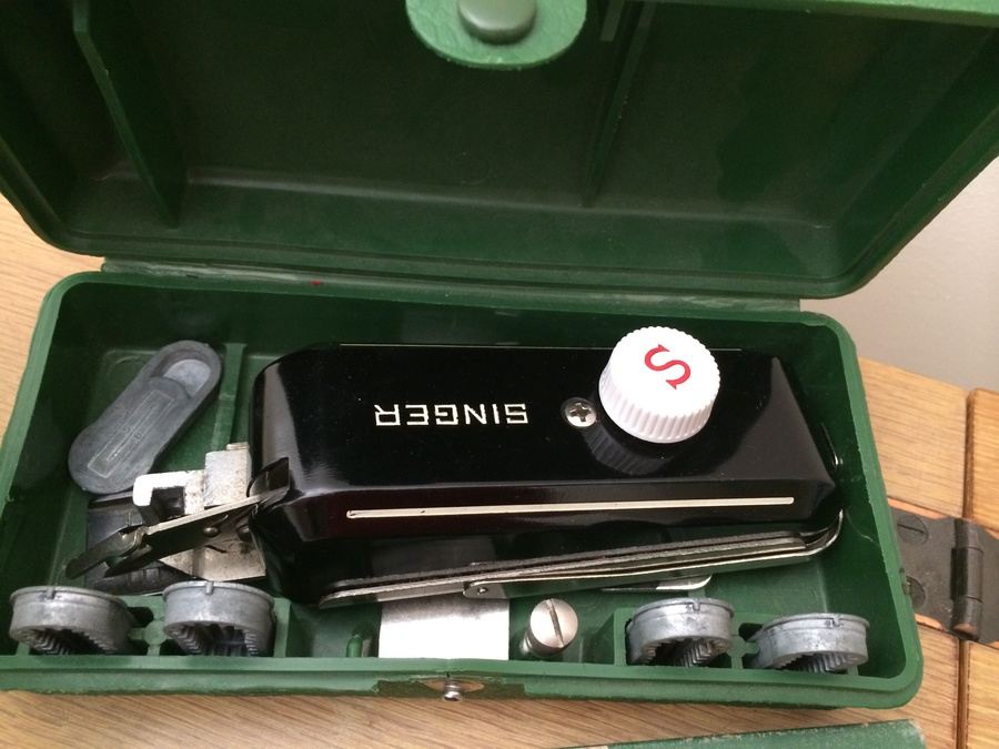 Vintage Singer 201-2 Sewing Machine w/ Cabinet, Manual, and Lot of Sewing Materials [Photo 9]