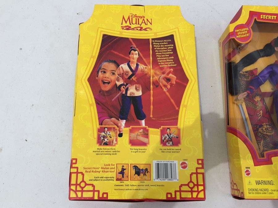 (3) Disney's Mulan Action Figures Dolls Captain Li Shang And Secret Hero Mulan New In Box Mattel Disney Store [Photo 8]