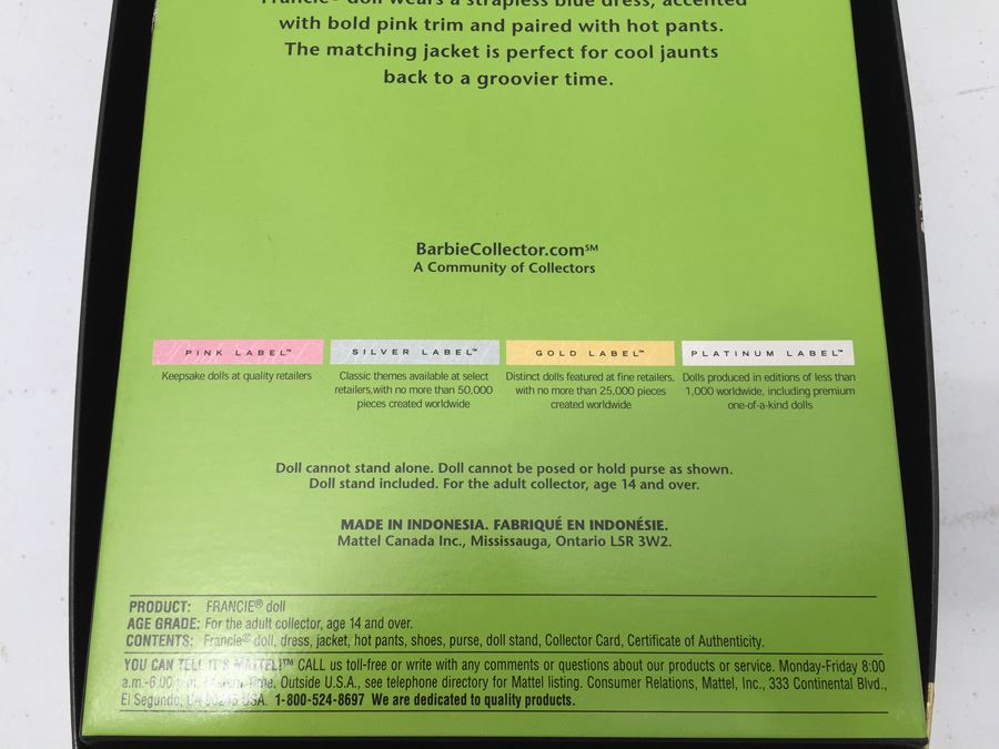 Gold Label Francie Barbie Doll Mattel New In Box 2004 [Photo 9]