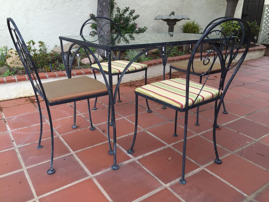 Outdoor Wrought Iron Table With Four Chairs