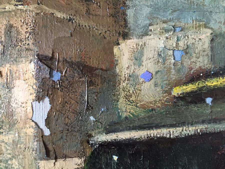 Original Mid-Century Oil Painting Of Street Merchant Selling Flowers In San Francisco By E. Sullivan [Photo 9]