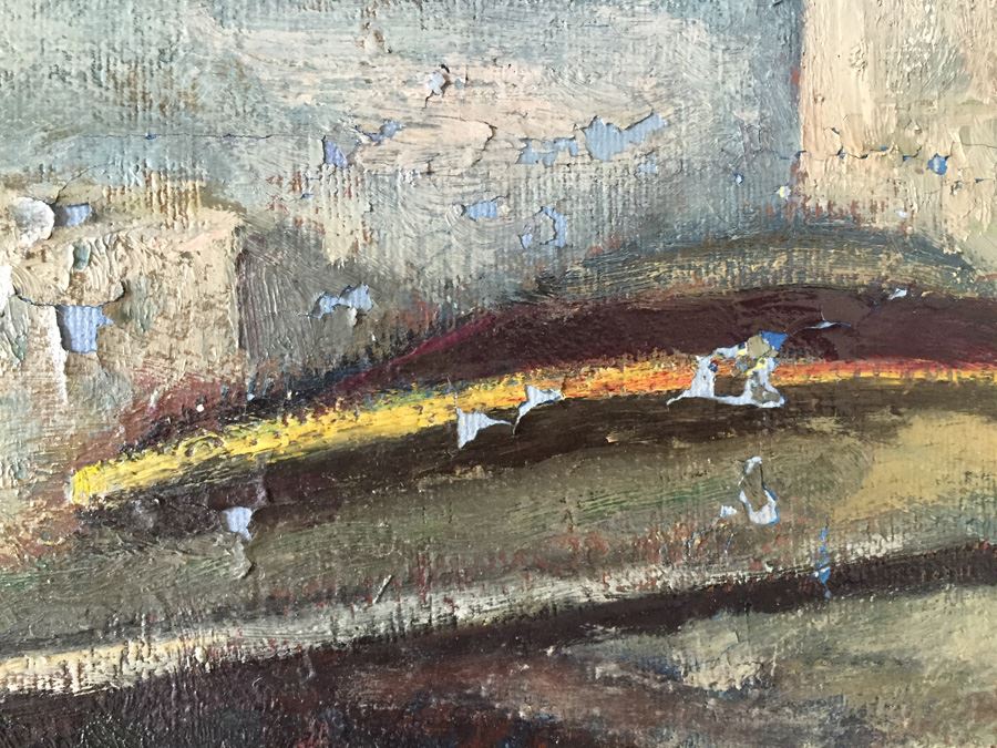 Original Mid-Century Oil Painting Of Street Merchant Selling Flowers In San Francisco By E. Sullivan [Photo 10]