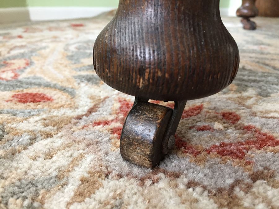 Antique Oak Dining Table With Four Leaves And Two Cane Chairs [Photo 31]