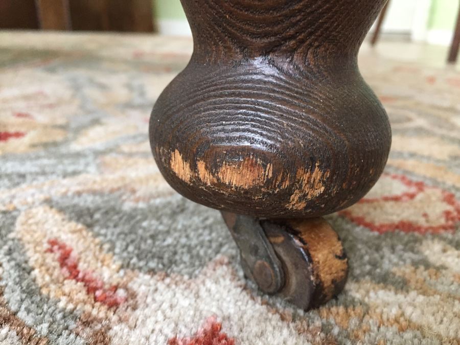 Antique Oak Dining Table With Four Leaves And Two Cane Chairs [Photo 32]