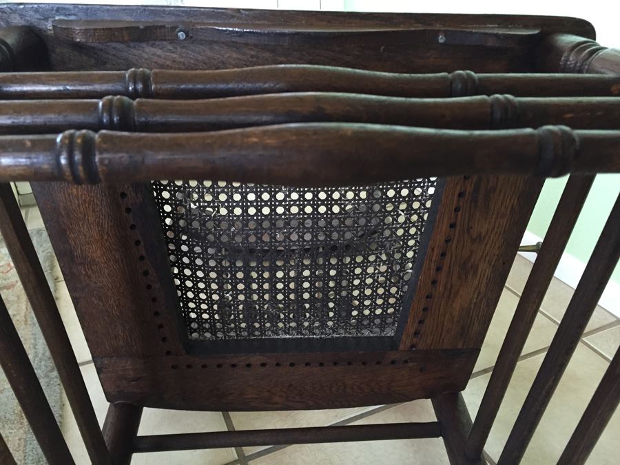 Antique Oak Dining Table With Four Leaves And Two Cane Chairs [Photo 17]