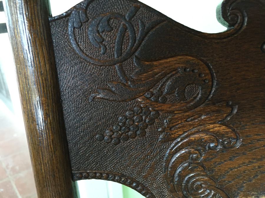 Antique Oak Dining Table With Four Leaves And Two Cane Chairs [Photo 14]