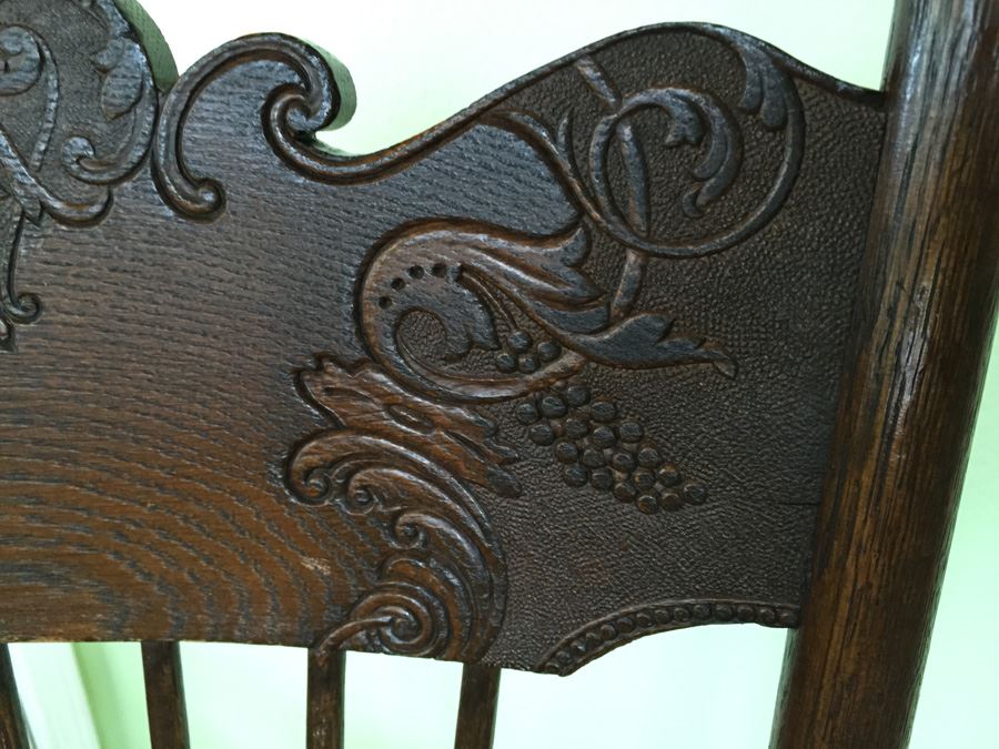 Antique Oak Dining Table With Four Leaves And Two Cane Chairs [Photo 15]