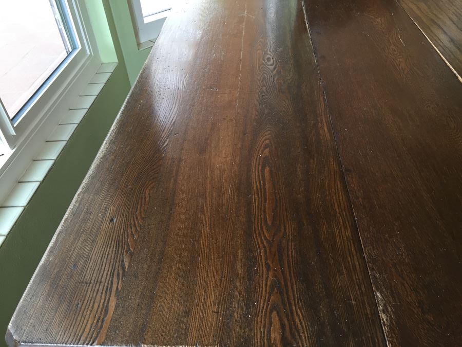 Antique Oak Dining Table With Four Leaves And Two Cane Chairs [Photo 9]