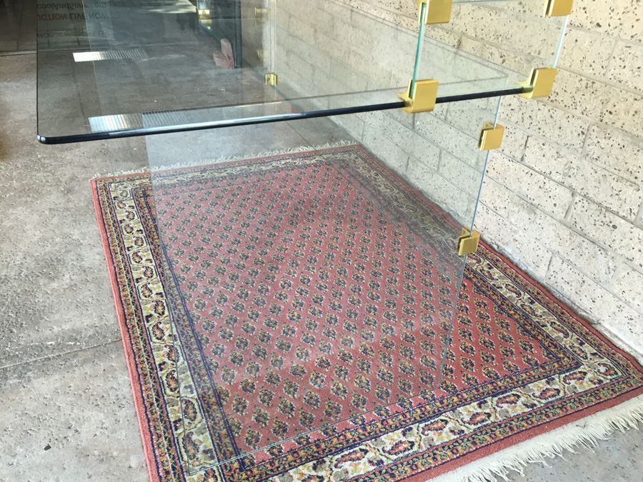 Clean Modern Glass Desk With Brass Accents Probably Pace Furniture Leon Rosen [Photo 6]