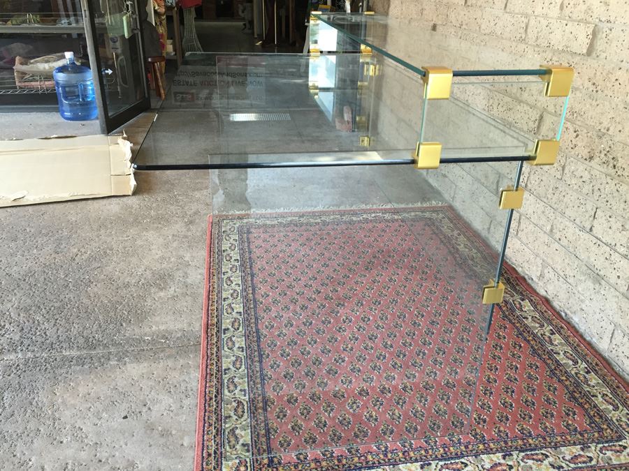 Clean Modern Glass Desk With Brass Accents Probably Pace Furniture Leon Rosen [Photo 11]