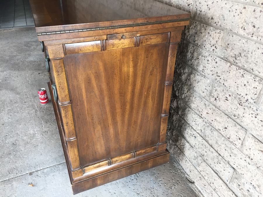 Hollywood Regency Faux Bamboo Server By Drexel Heritage With Pull Outs For Serving And Silver Drawer [Photo 11]